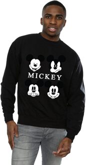 Disney Heren Vier Hoofden Mickey Mouse Katoenen Sweatshirt (Zwart) - maat L