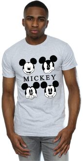 Disney Heren Vier hoofden Mickey Mouse Katoenen T-Shirt (Sportgrijs) - maat L Lichtgrijs