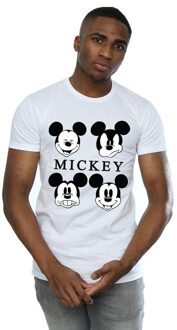 Disney Heren Vier hoofden Mickey Mouse Katoenen T-Shirt (Wit) - 3XL
