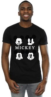 Disney Heren Vier hoofden Mickey Mouse Katoenen T-Shirt (Zwart) - maat 2XL