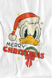 Disney Heren Vrolijk Kerstfeest Donald Duck T-Shirt (Wit) - 4XL