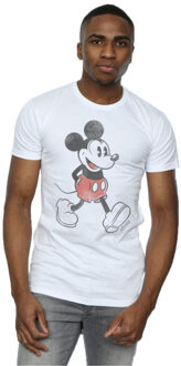 Disney heren walking mickey mouse katoenen t-shirt Wit