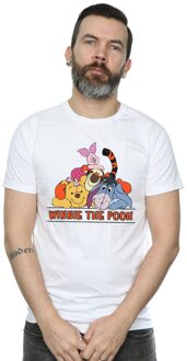 Disney Heren Winnie De Poeh Groep T-Shirt (Wit) - maat 5XL