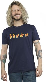 Disney Heren Winnie De Poeh Strek T-shirt (Marineblauw) Navy - L