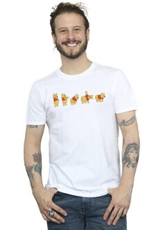 Disney Heren Winnie De Poeh Strek T-shirt (Wit) - M