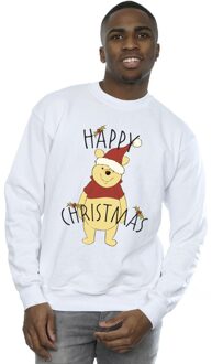 Disney Heren Winnie De Poeh Vrolijk Kerstmis Holly Sweatshirt (Wit) - maat