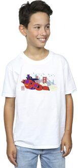 Disney Jongens Big Hero 6 Baymax Hiro Brug T-Shirt (Wit) - maat 5-6J / 110-116cm