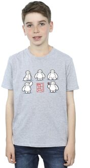Disney Jongens Big Hero 6 Baymax Veel houdingen T-Shirt (Sportgrijs) - maat 7-8J / 122-128cm Lichtgrijs