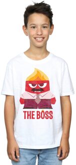 Disney Jongens Binnenste Buiten Woede De Baas T-Shirt (Wit) - maat 7-8J / 122-128cm