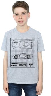 Disney Jongens Cars Jackson Storm Blauwdruk T-Shirt (Sportgrijs) Lichtgrijs - 7-8J / 122-128cm