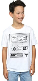 Disney Jongens Cars Jackson Storm Blauwdruk T-Shirt (Wit) - maat 9-11J / 128cm-146cm