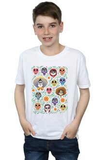 Disney Jongens Coco Hoofden Patroon T-shirt (Wit) - maat 3-4J / 98-104cm
