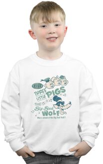 Disney Jongens Drie Kleine Varkens Wie Is Bang Van De Grote Boze Wolf Sweatshirt (Wit) - 12-13J / 152-158cm