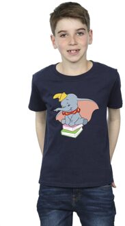 Disney Jongens Dumbo Zittend Op Boeken T-Shirt (Marineblauw) - maat 12-13J / 152-158cm Navy