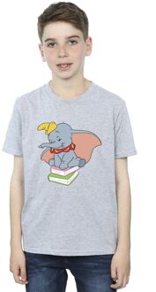 Disney Jongens Dumbo Zittend Op Boeken T-Shirt (Sportgrijs) Lichtgrijs - 3-4J / 98-104cm