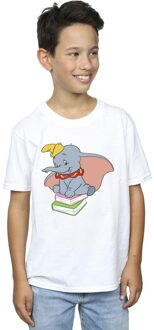 Disney Jongens Dumbo Zittend Op Boeken T-Shirt (Wit) - 3-4J / 98-104cm