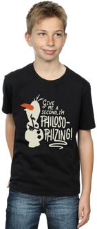 Disney Jongens Frozen 2 Olaf Filosoferend T-Shirt (Zwart) - maat 9-11J / 128cm-146cm