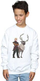 Disney Jongens Frozen 2 Sven en Kristoff Sweatshirt (Wit) - maat 7-8J / 122-128cm