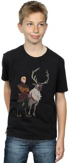 Disney Jongens Frozen 2 Sven en Kristoff T-Shirt (Zwart) - maat 7-8J / 122-128cm