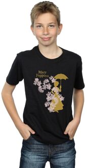 Disney Jongens Mary Poppins Bloemen Silhouet T-shirt (Zwart) - 7-8J / 122-128cm
