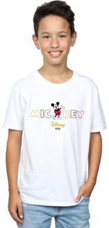 Disney Jongens Mickey Mouse 1928 T-Shirt (Wit) - 5-6J / 110-116cm