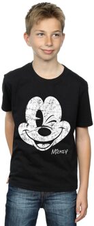 Disney Jongens Mickey Mouse Distressed Gezicht T-shirt (Zwart) - 12-13J / 152-158cm