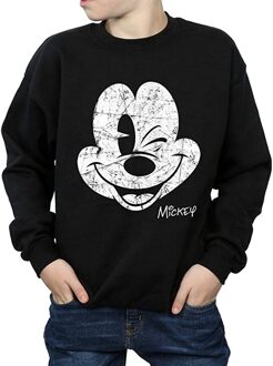 Disney Jongens Mickey Mouse Gezicht Katoenen Sweatshirt (Zwart) - maat