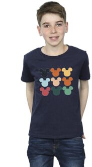 Disney Jongens Mickey Mouse Hoofden Vierkant T-shirt (Marineblauw) Navy - 9-11J / 128cm-146cm