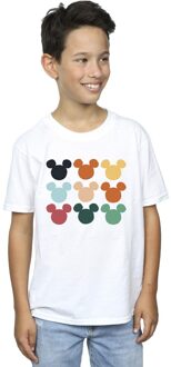 Disney Jongens Mickey Mouse Hoofden Vierkant T-shirt (Wit) - 3-4J / 98-104cm