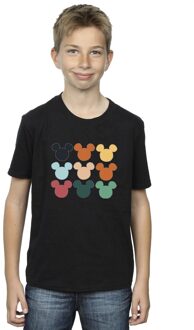 Disney Jongens Mickey Mouse Hoofden Vierkant T-shirt (Zwart)