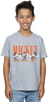 Disney Jongens Mickey Mouse Poses T-shirt (Sportgrijs) - maat 7-8J / 122-128cm Lichtgrijs