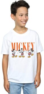 Disney Jongens Mickey Mouse Poses T-shirt (Wit) - maat 7-8J / 122-128cm