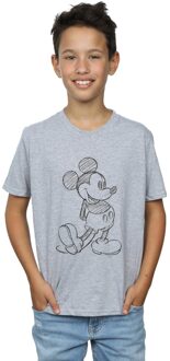 Disney Jongens Mickey Mouse Sketch Kick T-Shirt (Sportgrijs) - maat 7-8J / 122-128cm Lichtgrijs