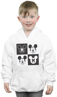 Disney Jongens Mickey Mouse Smiling Squares Hoodie (Wit) - maat 7-8J / 122-128cm