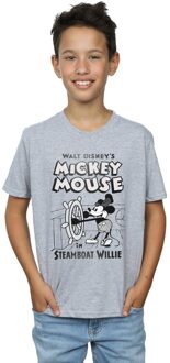 Disney Jongens Mickey Mouse Steamboat Willie T-Shirt (Sportgrijs) Lichtgrijs