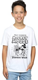 Disney Jongens Mickey Mouse Steamboat Willie T-Shirt (Wit)