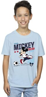 Disney Jongens Mickey Mouse Team Mickey Voetbal T-shirt (Babyblauw) - maat 7-8J / 122-128cm Lichtblauw