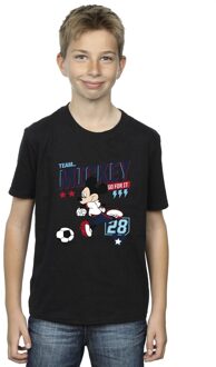 Disney Jongens Mickey Mouse Team Mickey Voetbal T-shirt (Zwart) - 9-11J / 128cm-146cm