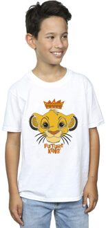 Disney Jongens The Lion King Toekomstige Koning T-Shirt (Wit) - maat 3-4J / 98-104cm