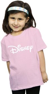 Disney Katoenen T-shirt met klassiek logo voor meisjes (Baby Roze) - maat 7-8J / 122-128cm