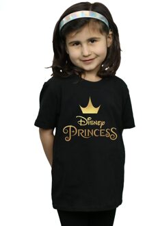 Disney Katoenen T-shirt met prinsessenkroonlogo (Zwart) - maat 9-11J / 128cm-146cm
