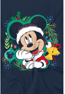 Disney Kinderen/kinderen mickey mouse krans kerst-t-shirt - maat 128 Blauw