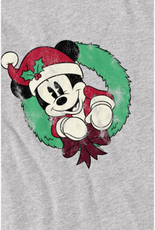 Disney Kinderen/kinderen mickey mouse vintage krans kerst-t-shirt Grijs - 128
