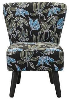 Disney LEEN x Mariska fauteuil Halmstad - stof Leaves - groen/blauw - Leen Bakker - 79 x 69 x 63