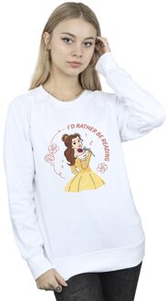Disney Li-cense Disney dames beauty and the beast i´d rather be reading sweatshirt Wit