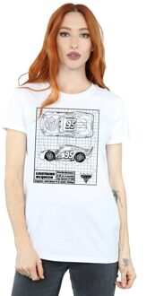 Disney Li-cense Disney dames cars lightning mcqueen blueprint katoenen vriendje t-shirt Wit