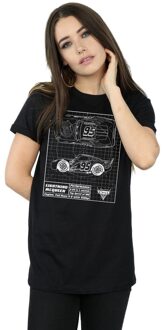 Disney Li-cense Disney dames cars lightning mcqueen blueprint katoenen vriendje t-shirt Zwart