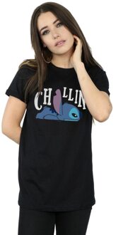 Disney Li-cense Disney dames lilo and stitch chillin katoenen vriendje t-shirt Zwart