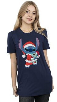 Disney Li-cense Disney dames lilo and stitch kerstmis katoenen vriendje t-shirt Navy