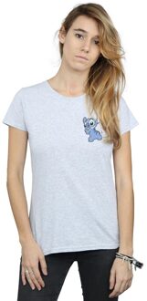 Disney Li-cense Disney dames lilo and stitch rugzijde borstprint katoenen t-shirt Lichtgrijs